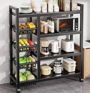 Multifunctional Metal Storage Rack with Wheels 